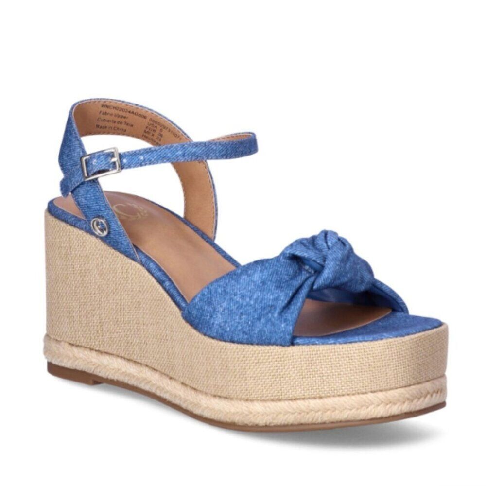Chaps Women’s Taaryn Knot Wedge High Heel Sandals, Size 11 Blue